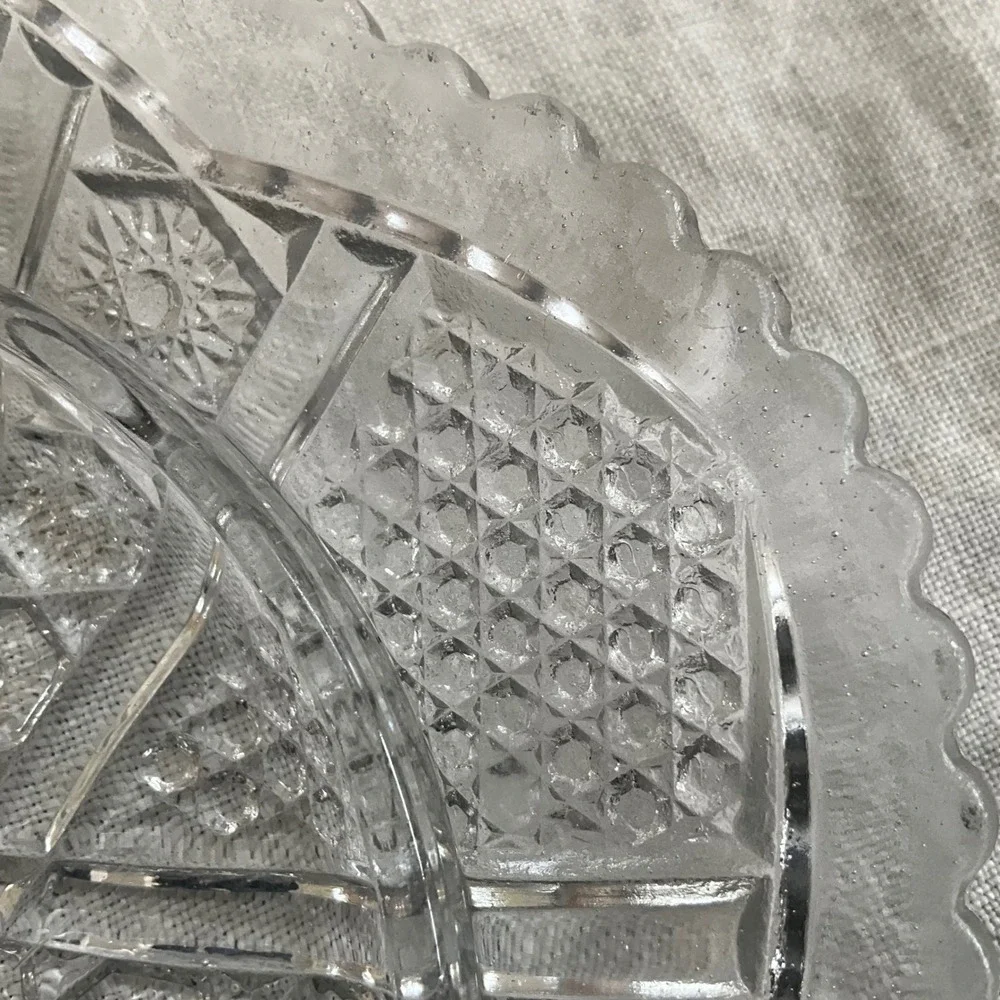 Vintage EAPG‎ Pressed Imperial Glass Butter Dish Scalloped Cosmos  Maganese